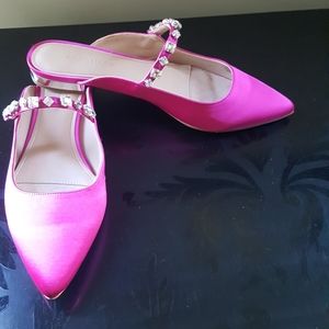 Banana Republic Pink Satin Embellished Strap Mule